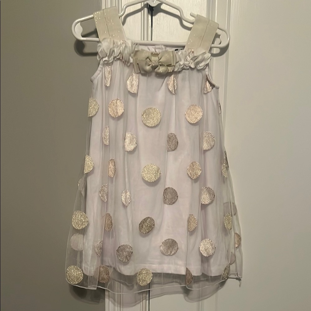 Cynthia Rowley White and Gold Polka Dot Blouse